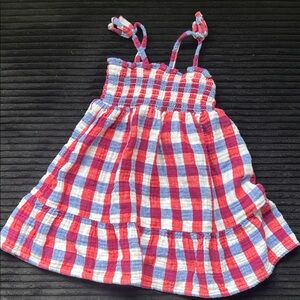 Cat & Jack Red and Blue Plaid Kids Casual Dress